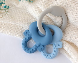 KioKids Mordedor Llaves De Silicona Azul Y Gris Para Bebé +3 Meses Libre De BPA