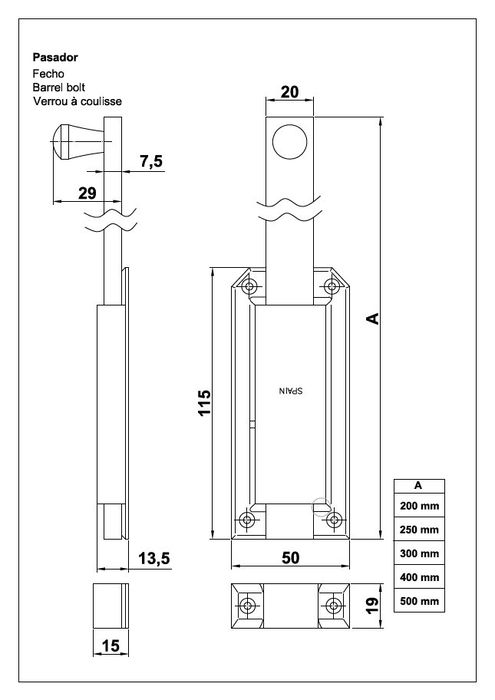 AMIG Pasador Ltdo. Barniz 300/300Mm Amig