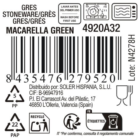 La Mediterranea Taza Macarella Green 100ml, Pack de 48 unidades de la colección Macarella