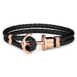 Paul Hewitt Pulsera de Cuero Negra PH-L-R-B-M