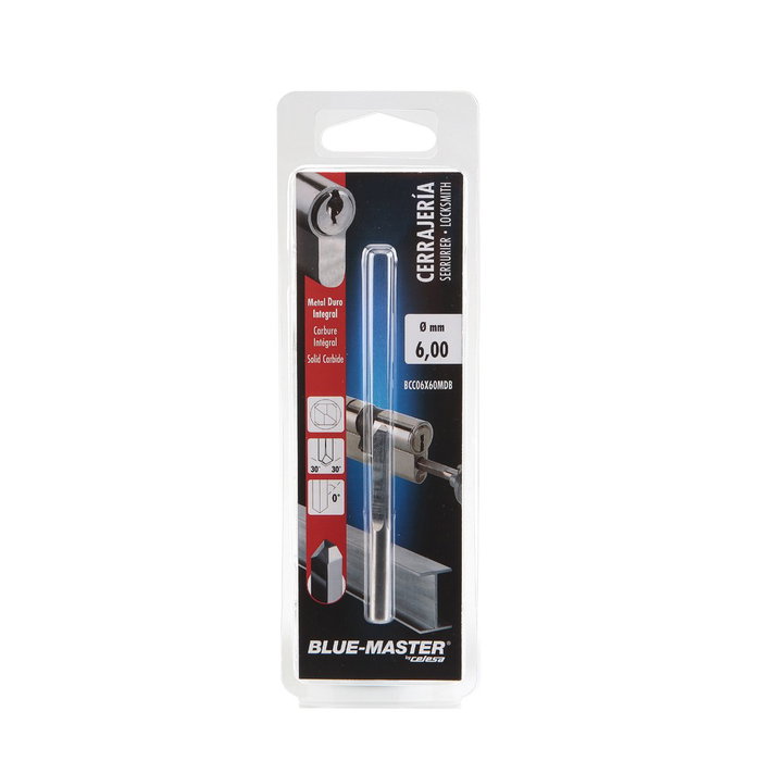 Bluemaster Broca Cuadrada Metal Duro Ø6 x 60 mm para Cerrajeros Taladrar Bombillos