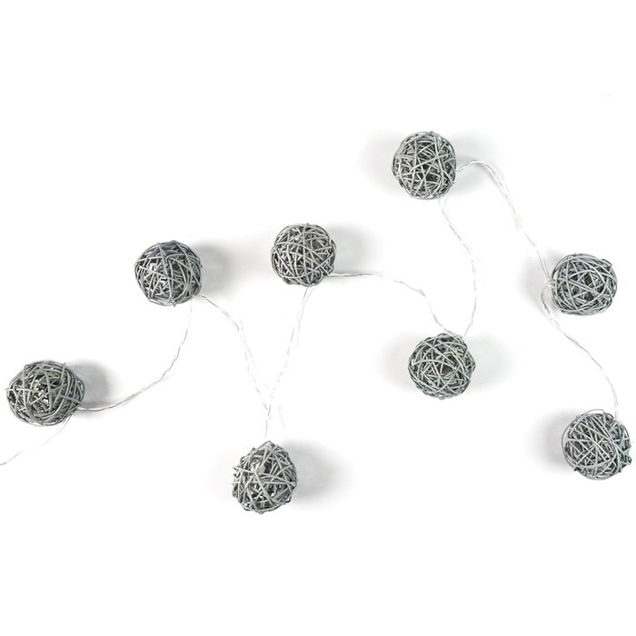 Home Deco Factory Guirnalda de 8 luces LED Ratán Gris, 2700K Home Deco Factory Guirnalda de 8 luces LED Ratán Gris, 2700K