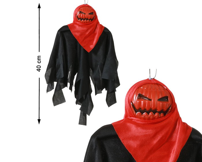 Figura Decorativa de Halloween de Monstruo con Cabeza de Calabaza Roja y Capa Negra de 40 cm - Decoración Espeluznante para Fiestas Figura Decorativa de Halloween de Monstruo con Cabeza de Calabaza Roja y Capa Negra de 40 cm - Decoración Espeluznante para Fiestas