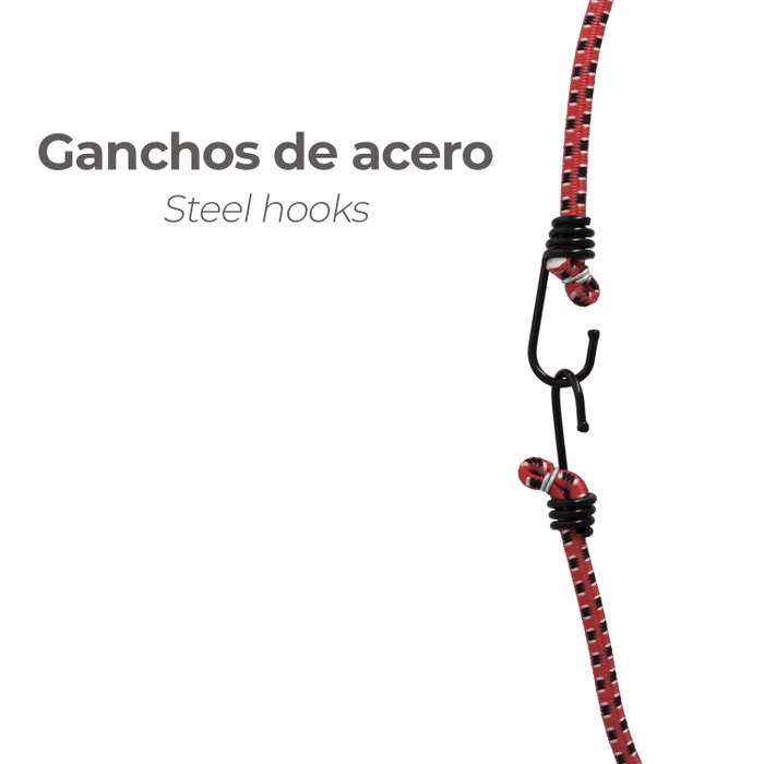 WOLFPACK LINEA PROFESIONAL Pulpo De Goma Con Ganchos 1,0 Metro 2 Unidades