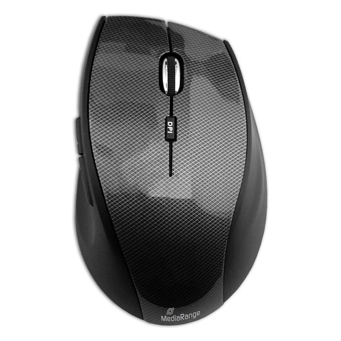 MEDIARANGE MROS207 Ratón Óptico Inalámbrico 1600 DPI Negro y Carbono