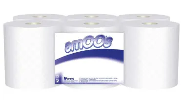 Quimxel Rollo de Papel Secamanos Blanco, 150 Metros, Paquete de 6 Unidades