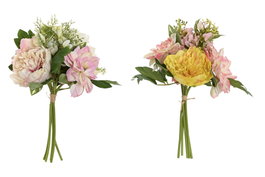 DKD Home Decor Ramo de Flores de Poliéster Surtido Rosa y Verde