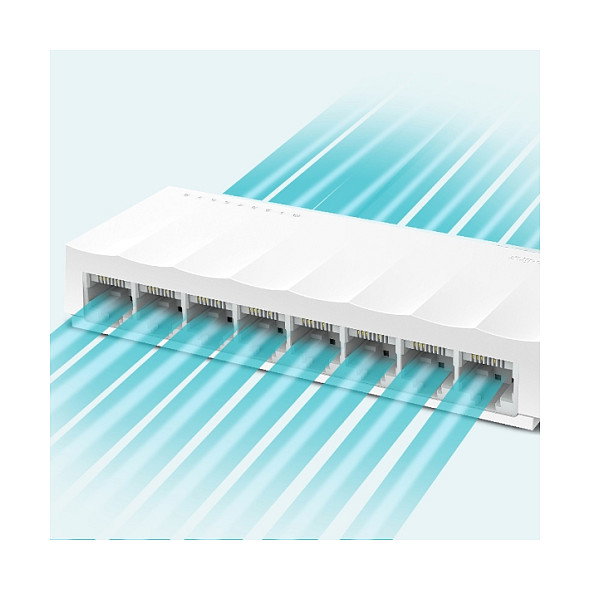 TP-Link LS1008 LiteWave, Switch de 8 Puertos Gigabit Fast Ethernet 10/100 Mbps No Administrado, 1.6 Gbps, Blanco