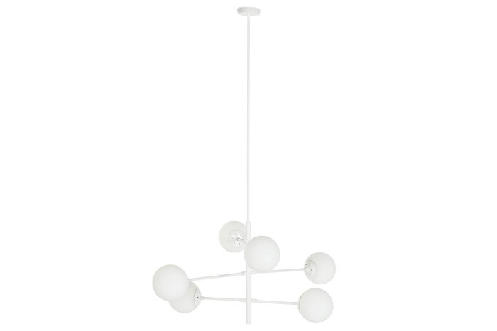 DKD Home Decor Lámpara Techo Urban Blanco 73 x 50 x 96 cm Metal Cristal Bolas 6 Bombillas E27