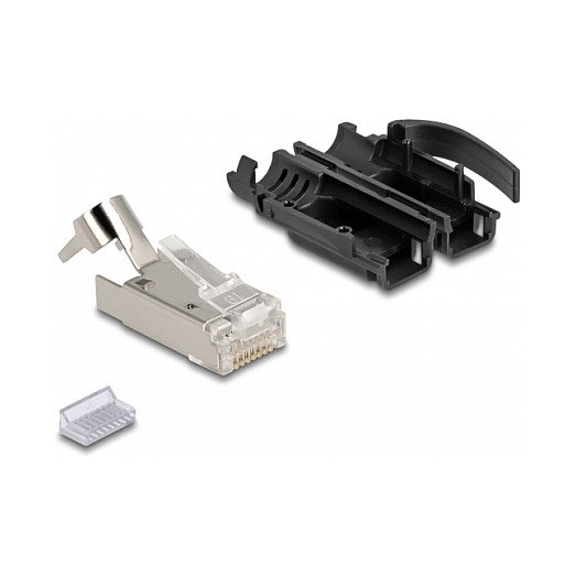 DeLOCK Juego de 25 conectores RJ45 Cat.6A con alivio de tensión y protectores contra dobleces DeLOCK Juego de 25 conectores RJ45 Cat.6A con alivio de tensión y protectores contra dobleces