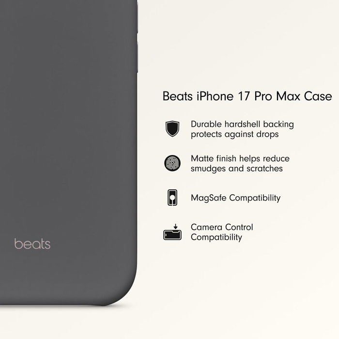 Beats Funda con MagSafe y Control de Cámara para iPhone 17 Pro Max, Granito, Gris