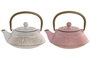 DKD Home Decor Tetera Oriental Hierro Colado Inox Rosa Blanco 400ml Set 2 Piezas 13 x 12.5 x 15 cm