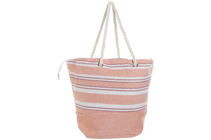 DKD Home Decor Bolso Mediterraneo Coral y Verde Menta Poliester 51 x 31 x 16 cm (4 Unidades)