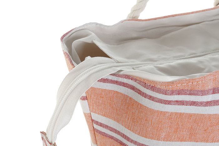 DKD Home Decor Bolso Mediterraneo Coral y Verde Menta Poliester 51 x 31 x 16 cm (4 Unidades)