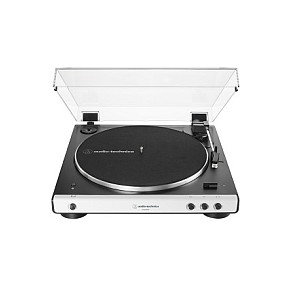 Audio-Technica AT-LP60XBT Tocadiscos de tracción por correa, automático, color Blanco, Bluetooth, velocidades 33 1/3 y 45 RPM