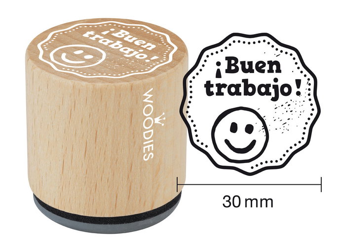 Woodies Sello de madera y caucho Buen trabajo 33x30mm Woodies Sello de madera y caucho Buen trabajo 33x30mm