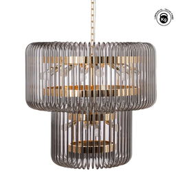 Lámpara Techo Oro-Gris Cristal 80 X 80 X 70 cm