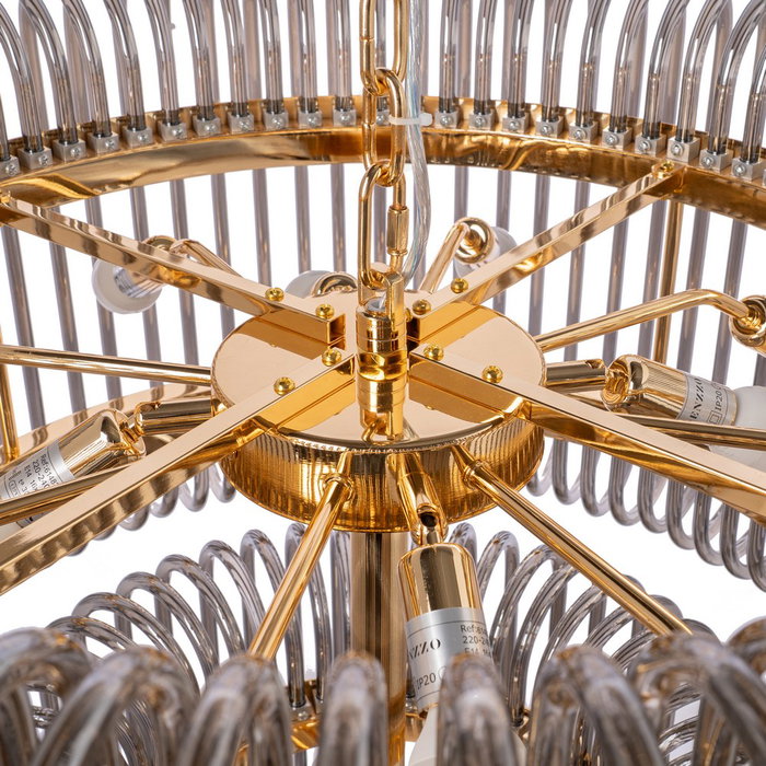 Lámpara Techo Oro-Gris Cristal 80 X 80 X 70 cm