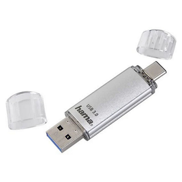 Hama Memoria USB C-Laeta 64GB, USB-C y USB-A, Plata - 00124163