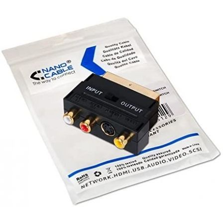 Adaptador Euroconector a RCA Nanocable 10.27.0051/ SCART Macho - 3x RCA Hembra - RCA/S Video Hembra