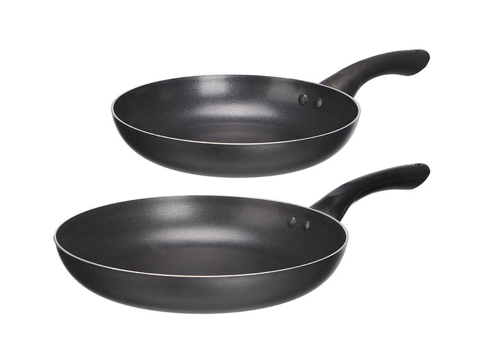 Kinvara Set 2 Sartenes Aluminio Negro 26 cm y 22.5 cm con Mango Baquelita Apto Inducción Vitro Gas Lavavajillas (Set de 6)