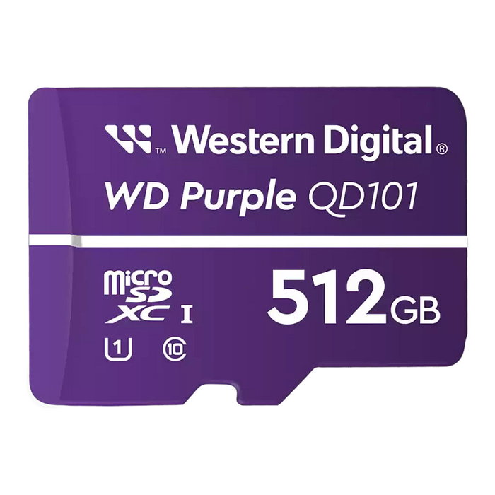 Western Digital WD Purple 512GB MicroSDXC Clase 10 UHS-I Tarjeta de memoria para vigilancia Western Digital WD Purple 512GB MicroSDXC Clase 10 UHS-I Tarjeta de memoria para vigilancia