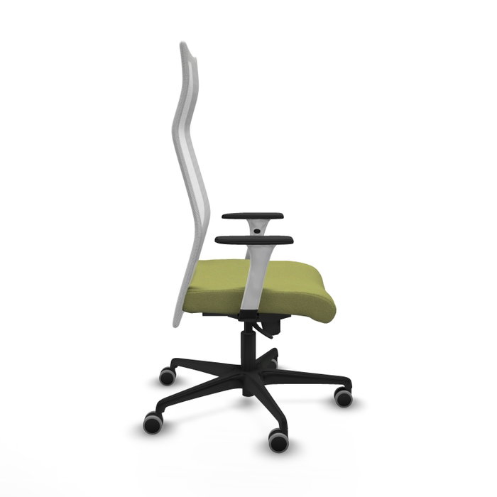 PIQUERAS Y CRESPO Sillón Albacete con mecanismo Sincro, Tela Verde oliva y Malla Blanco