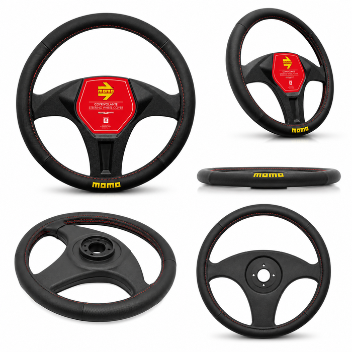 Momo Funda de Volante Easy Universal Negro y Rojo 38-39cm