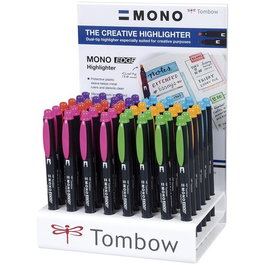 TOMBOW Marcador Fluor Mono Edge Doble Punta Surtido Expositor de 48 unidades (8x 6 colores)