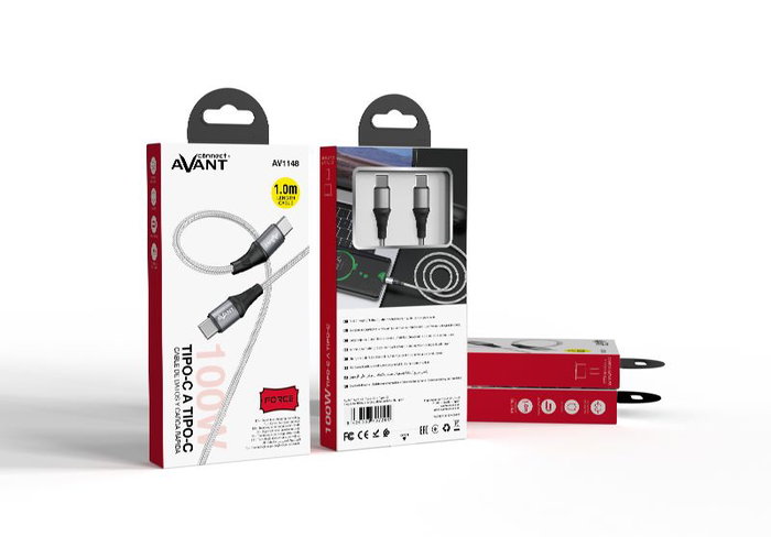 AVANT CONNECT Cable USB-C Trenzado 1m 100W 5A PD Carga Rápida FORCE EDITION