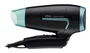Ufesa Trip&Dry Secador de Pelo Compacto y Plegable para Viaje, 1600 W, 2 Velocidades, 2 Temperaturas, Voltaje Universal, Accesorio Difusor y Concentrador, Negro y Azul