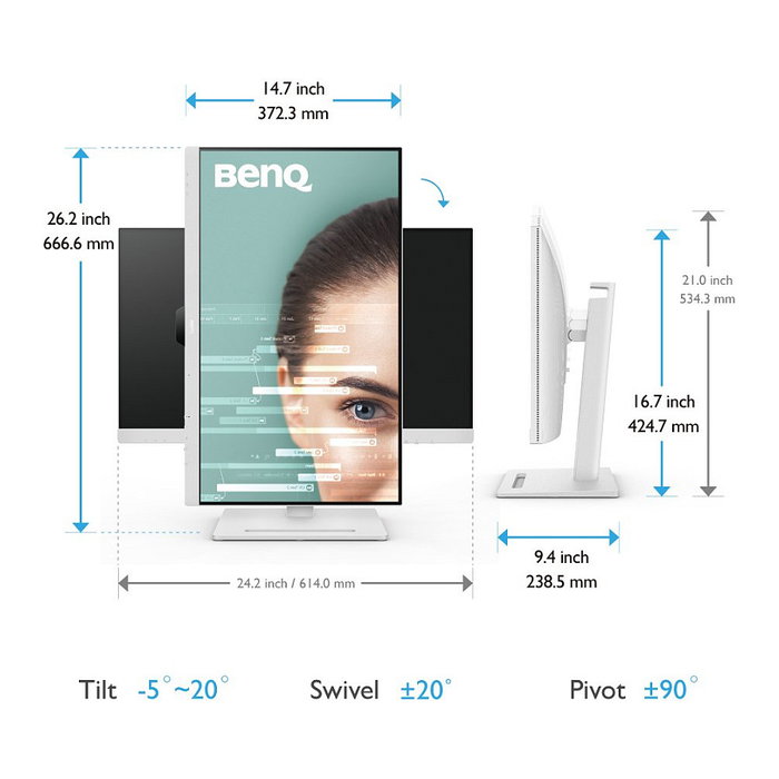 BenQ GW2790QT 68.6cm 27" Monitor QHD 2560x1440 IPS 75Hz USB-C DP HDMI Blanco