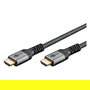 Goobay HDMI 2.0 Cable High-Speed con Ethernet 10 m, 4K @ 60Hz, 18 Gbit/s, 3x Blindado, Conectores Chapados en Oro, Negro/Plata