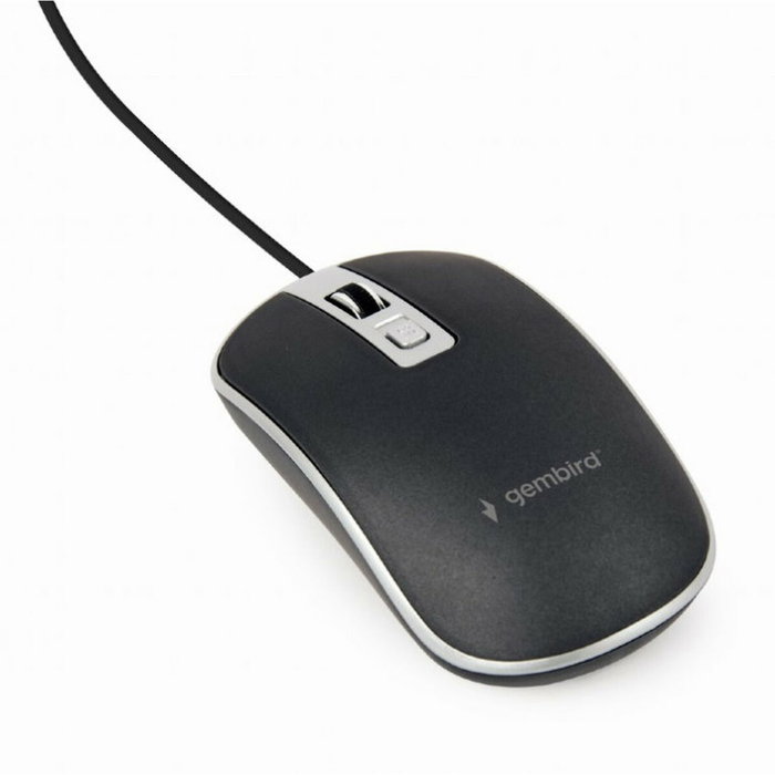 Gembird MUS-4B-06-BS Ratón Óptico Ambidextro Negro y Plata