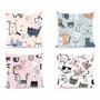 DKD Home Decor Set de 4 Cojines de Gatos Multicolor