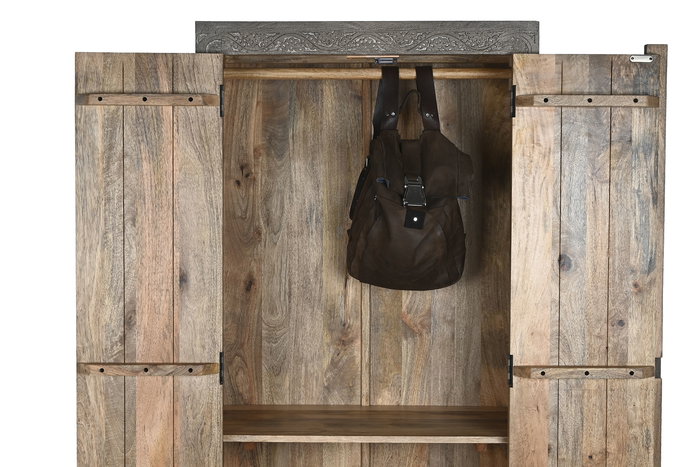 DKD Home Decor Armario Gris 85.5 x 47 x 180 cm (Ancho x Profundidad x Alto) con 2 Puertas