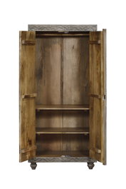 DKD Home Decor Armario Gris 85.5 x 47 x 180 cm (Ancho x Profundidad x Alto) con 2 Puertas