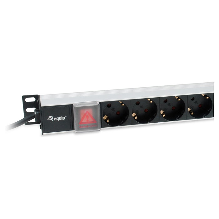 Equip Regleta alimentación aluminio rack 19" 1U 8 tomas tipo Schuko euro cable 3m aluminio
