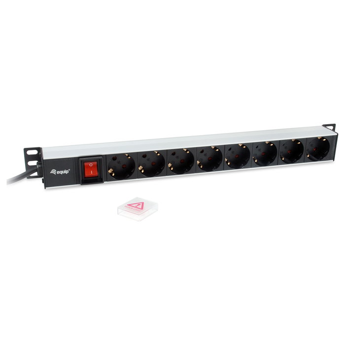 Equip Regleta alimentación aluminio rack 19" 1U 8 tomas tipo Schuko euro cable 3m aluminio