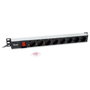 Equip Regleta alimentación aluminio rack 19" 1U 8 tomas tipo Schuko euro cable 3m aluminio