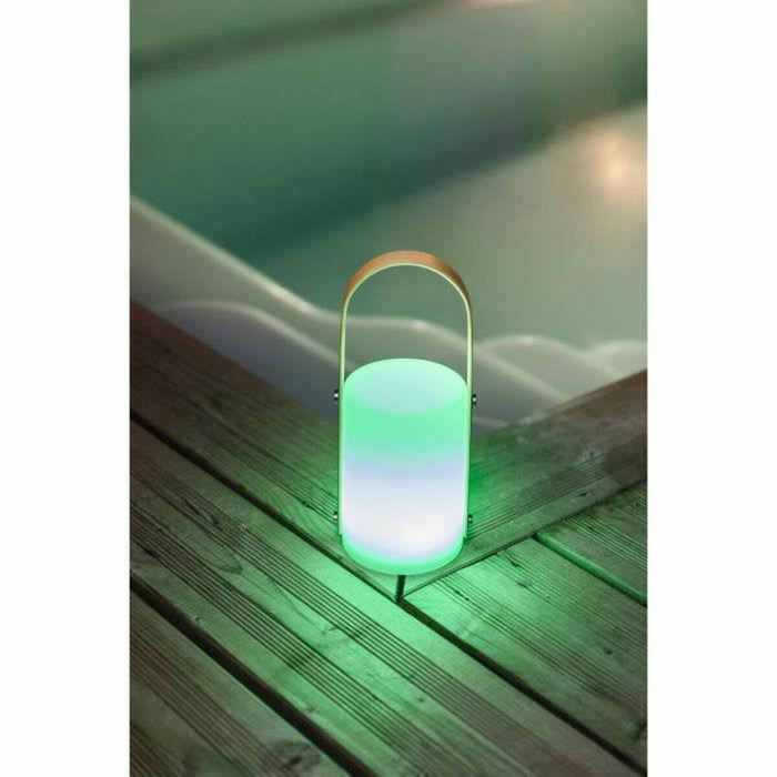 Galix Linterna Portátil Recargable por USB con 4 LED WRGB, Bambú/Plástico