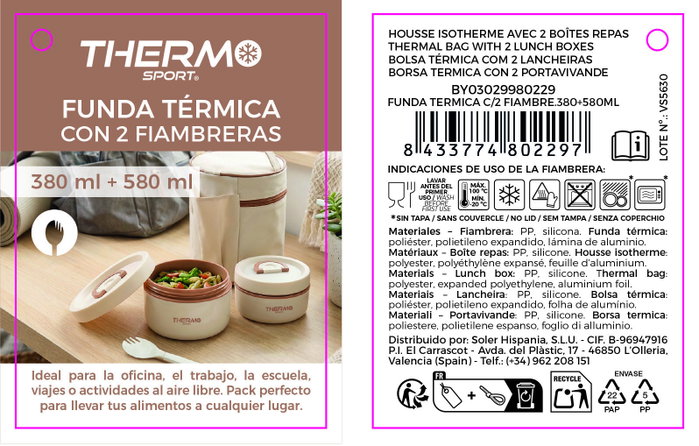 Thermosport Funda Térmica para Fiambre 380+580ml