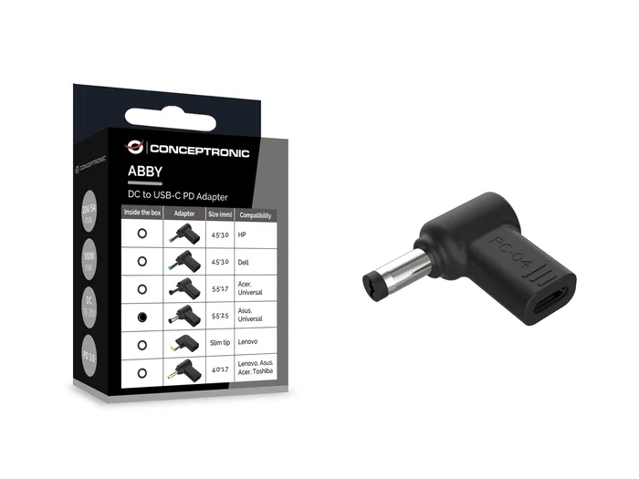 Conceptronic Adaptador DC a USB-C para Asus/Universal 5.5x2.5mm 18-20V Conceptronic Adaptador DC a USB-C para Asus/Universal 5.5x2.5mm 18-20V