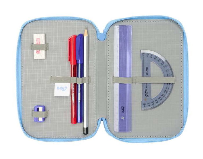 Safta Plumier Triple Bluey "Let's Play" 37 Piezas 12,5x19,5x5,5 cm