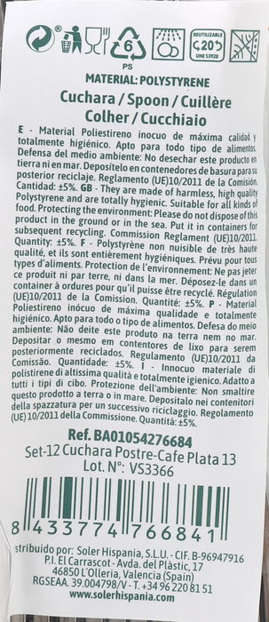 Algon Set 12 Cucharas de Postre/Café de Plata, 13 cm de Largo (36 Unidades)