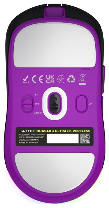 Hator Quasar 3 Ultra 8K HTM770 Ratón Inalámbrico Negro