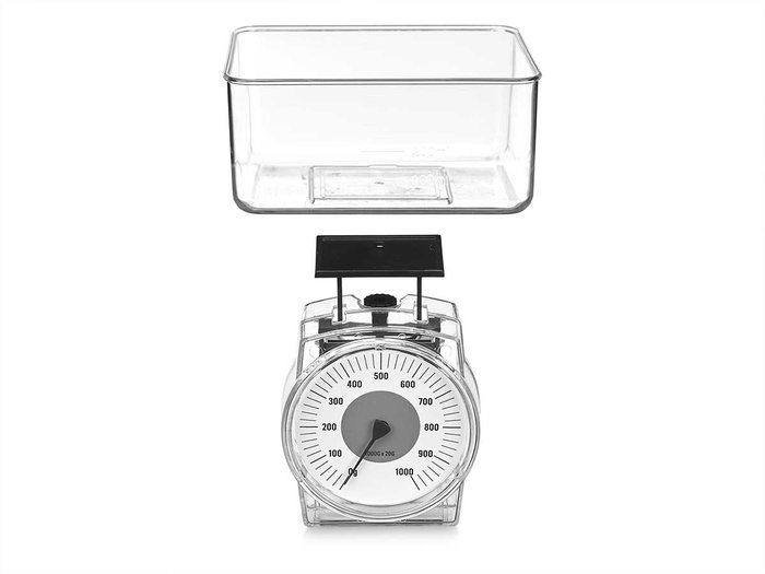 Kinvara Báscula Cocina 1Kg con Recipiente 400Ml Transparente Plástico (PS) 11x16x9cm (Set de 24)