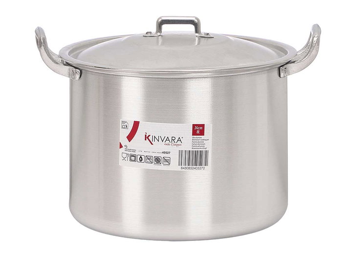 KINVARA Olla de Aluminio de 8 L, 24 cm, Plata (Pack de 2)平衡