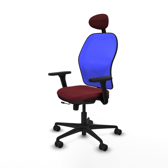 PIQUERAS Y CRESPO Silla de oficina Jorquera con mecanismo Sincro/Traslack, Granate y Azul