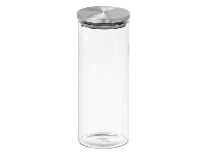 Vivalto Tarro Redondo Vidrio Borosilicato 1,8L Tapa Acero 10x26x10 cm (Set de 12)